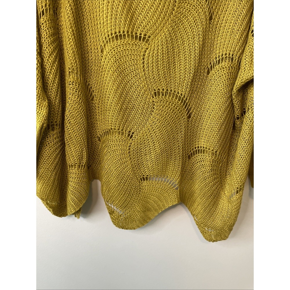 ChicSoul 1X/2X‎ Mustard Open Knit Sweater Oversized Tunic Pullover Boho - Picture 3 of 15
